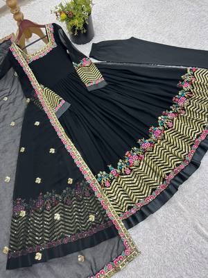 Black designer georgette readymade designer suit 2