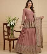 Peach designer georgette readymade designer suit