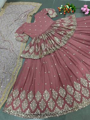 Peach designer georgette readymade designer suit 3