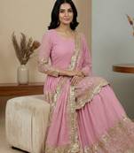 Pink designer georgette readymade designer suit