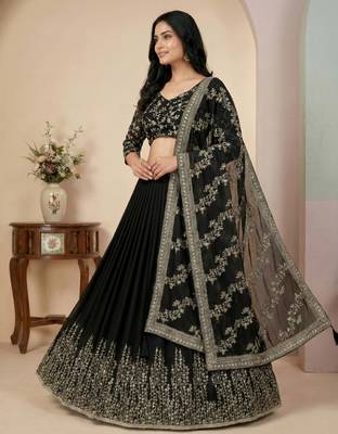 Black designer georgette readymade designer suit 1