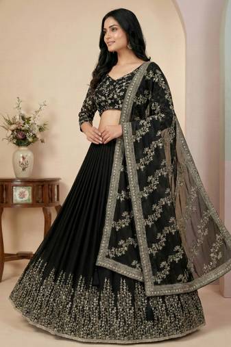 Black designer georgette readymade designer suit