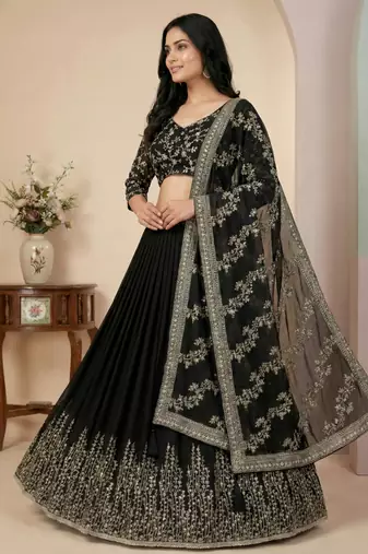 Black designer georgette readymade designer suit
