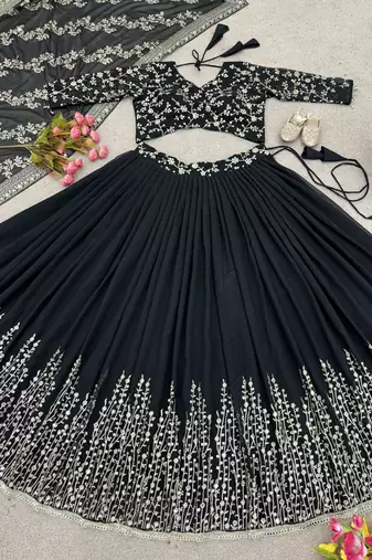 Black designer georgette readymade designer suit