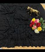 Black Color Beeds Work with Cut  Work Border Georgette Saree
