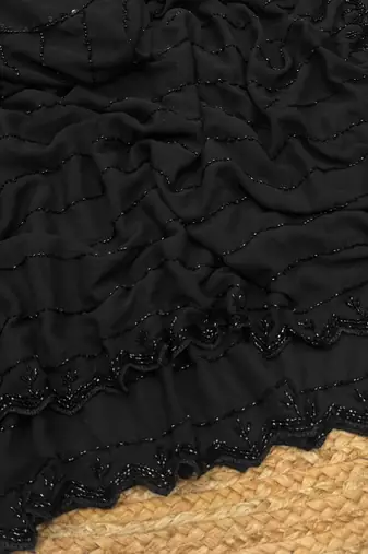 Black Color Beeds Work with Cut  Work Border Georgette Saree