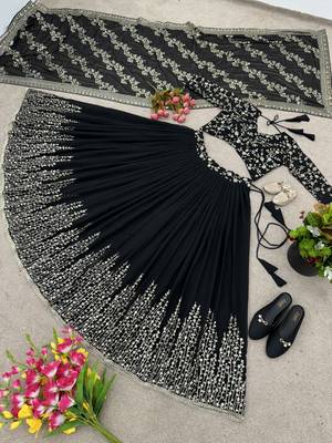 Black designer georgette readymade designer suit 3