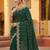 Emerald Color Zari Work And Stone Work  Vichitra silk Saree