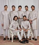 Purple jacquard indo western for men