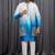 Blue shaded art silk 3 peice long kurta jacket set for men