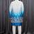 Blue shaded art silk 3 peice long kurta jacket set for men