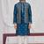 Blue art silk 3 peice  kurta jacket set for men