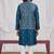 Blue art silk 3 peice  kurta jacket set for men