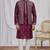 Wine art silk 3 peice  kurta jacket set for men