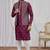 Wine art silk 3 peice  kurta jacket set for men