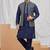 Blue art silk 3 peice  kurta jacket set for men
