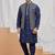 Blue art silk 3 peice  kurta jacket set for men