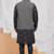 Black art silk 3 peice  kurta jacket set for men