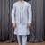 Blue art silk 3 peice  kurta jacket set for men