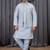 Blue art silk 3 peice  kurta jacket set for men