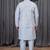 Blue art silk 3 peice  kurta jacket set for men