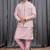 Pink art silk 3 peice  kurta jacket set for men