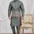Green  art silk 3 peice  kurta jacket set for men