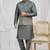 Green  art silk 3 peice  kurta jacket set for men