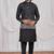 Black  art silk 3 peice  kurta jacket set for men