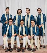 Blue art silk kurta for men