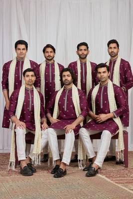 Wine art silk kurta for men 1