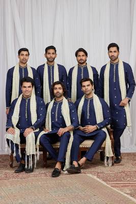 Blue art silk kurta for men 1