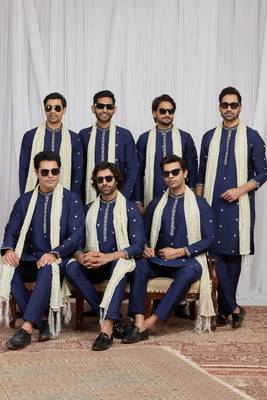 Blue art silk kurta for men 2