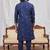 Blue art silk kurta for men