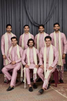 Pink art silk kurta for men 1