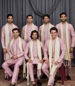 Pink art silk kurta for men
