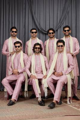 Pink art silk kurta for men 2