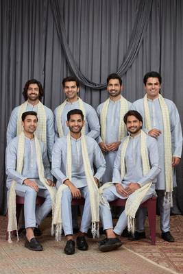 Blue art silk kurta for men 1