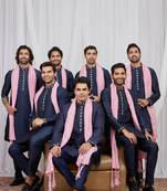 Blue art silk kurta for men