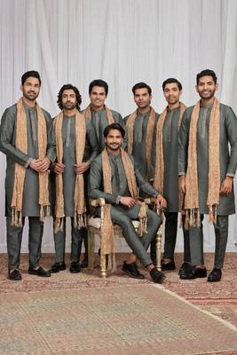 Green art silk kurta for men 1