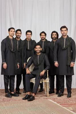 Black art silk kurta for men 1