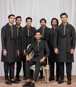 Black art silk kurta for men