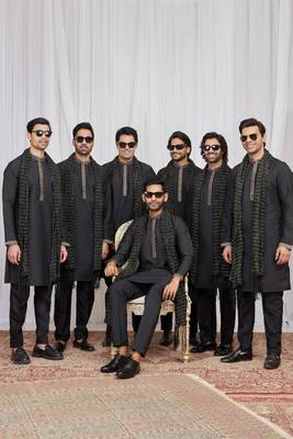 Black art silk kurta for men 2