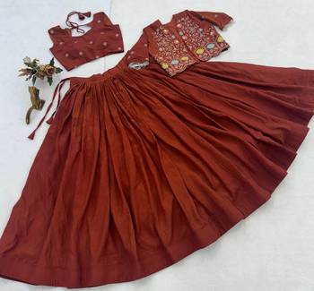 ORANGE Elegant NC Vichitra Lehenga Set with Embroidered Blouse & Koti Jacket   Traditional Festive Wear 4