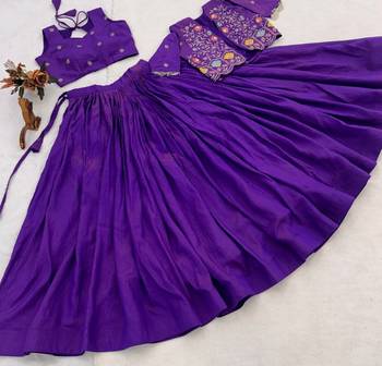 PURPLE Elegant NC Vichitra Lehenga Set with Embroidered Blouse & Koti Jacket   Traditional Festive Wear 4