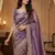 Lavendar Embroidery Work With Cut Work Border And Havy Daimond Work Art Silk Saree