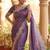 Lavendar Color embroidery work with Cut  work border And Havy Daimond Work silk Saree