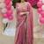 Pink Color embroidery work with Cut  work border And Havy Daimond Work silk Saree