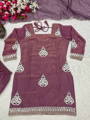 Heavy fendy silk material with 5mm sequence embroidery work party wear look top plazzo & dupatta 5