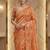 Peach Color Hand work with cut work aarko border Sattin silk Saree